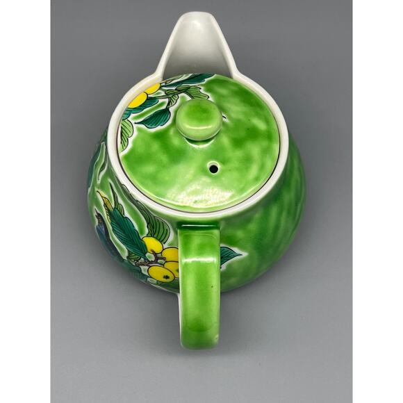 Kyusu KUTANI YAKI WARE Teapot Hand paint Yoshidaya Flower Bird Japanese ~READ~ - Picture 10 of 12